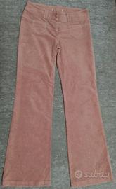 pantaloni da donna in cotone rosa