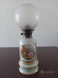 Lampada ad olio antica in porcellana, fine 800