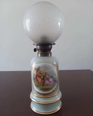 Lampada ad olio antica in porcellana, fine 800