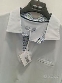 polo in cotone bianco con contrasto tg XL