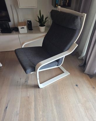 poltrona ikea Poang  bianca/cuscino grigio