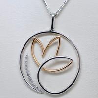 Pendente oro bianco rosè 18kt Fiore