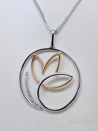 Pendente oro bianco rosè 18kt Fiore