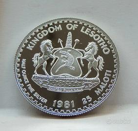 MONETA ARGENTO DA 25 MALOTI - LESOTHO 1981 - PROOF