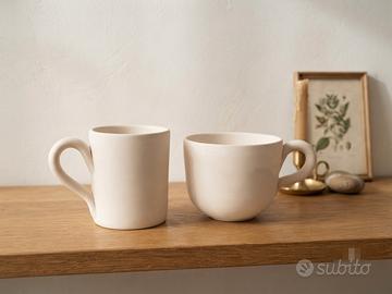 2 vasi per piante a forma di tazza di terracotta 