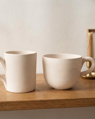 2 vasi per piante a forma di tazza di terracotta 