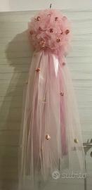Fiocco nascita rosa tulle
