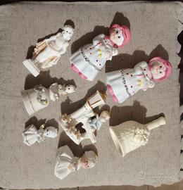 Lotto statuette e campanelle vintage in ceramica 