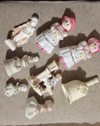 Lotto statuette e campanelle vintage in ceramica 