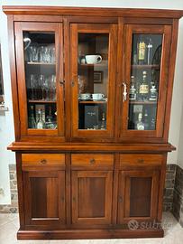 madia/credenza in doppio corpo con ventrina