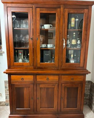 madia/credenza in doppio corpo con ventrina