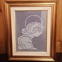 Quadro "angelo" lavorato all'uncinetto