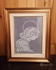 Quadro "angelo" lavorato all'uncinetto