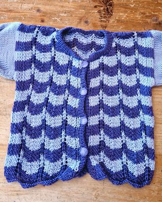 Cardigan neonata vintage fatto a mano 