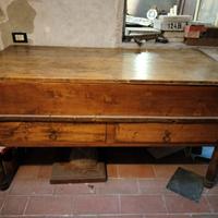 Cassapanca antica da bottega in legno massello con