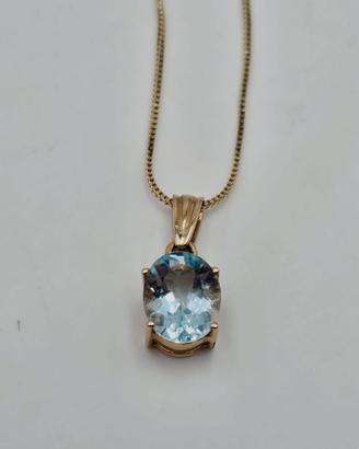 COLLANA ORO GIALLO ACQUA MARINA 2.5 CARATI