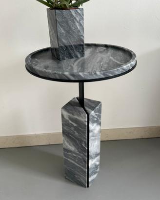 Tavolino di Design in Marmo Bardiglio Artigianale