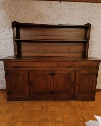 Credenza in legno massello con alzata e ante