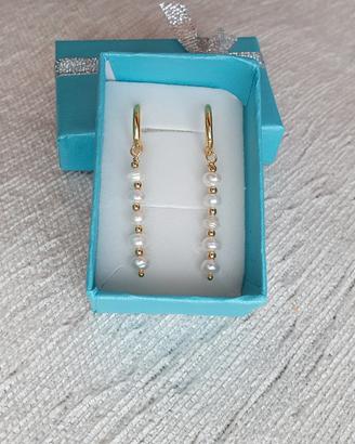 Orecchini in argento 925 placcato oro e perle natu