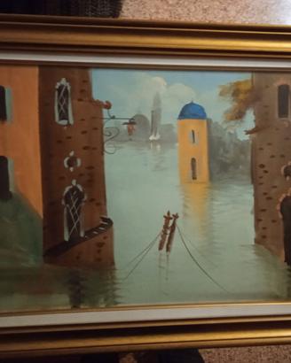 Dipinto originale Venezia con cornice dorata