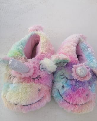 pantofole peluche motivo unicorno bambina