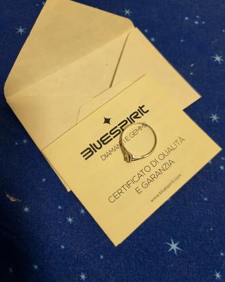 Anello vero oro bianco 18k Bluespirit con diamante