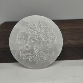 Disco Selenite Albero della Vita 10cm Pietra