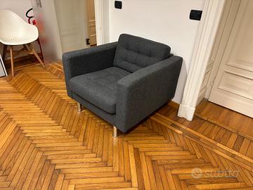 Poltrona moderna tessuto grigio scuro