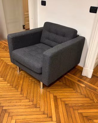 Poltrona moderna tessuto grigio scuro