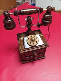 Telefono in legno finto vintage portagioie.