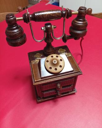 Telefono in legno finto vintage portagioie.