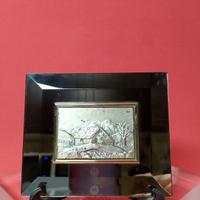 sbalzo in argento 925 certificato,montato su vetro