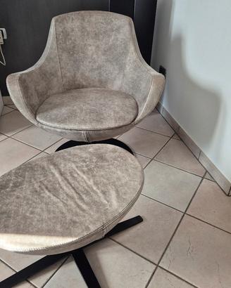 poltrona relax girevole in pelle 