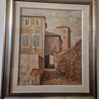 Pittura a olio vicolo toscano