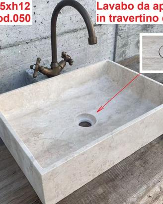 Lavabo da appoggio in travertino chiaro