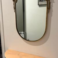 Coppia specchio e consolle in marmo e ottone