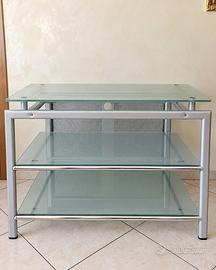 Tavolino / porta TV in vetro e metallo – 3 ripiani