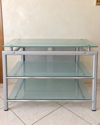 Tavolino / porta TV in vetro e metallo – 3 ripiani