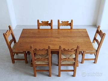 Tavolo e sedie artigianali in legno massello