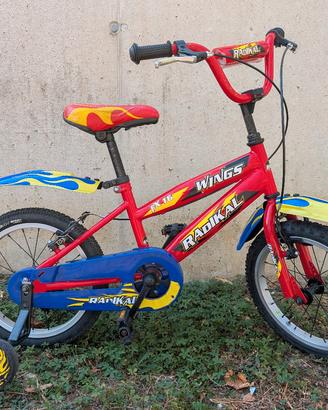 Bici bimbo 16" Wings Radikal con rotelle

