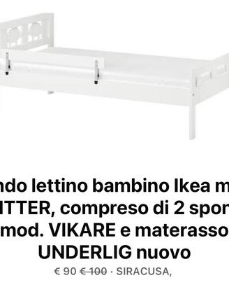 lettino bambino Ikea mod. KRITTER,+materasso e sp
