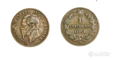 Moneta 1 centesimo 1861 vittorio emanuele ii