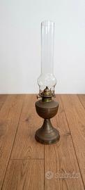 Lampada a olio antica in ottone - vetro originale