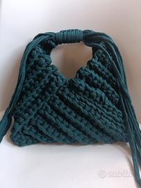 borsa fettuccia cotone uncinetto triangle bag