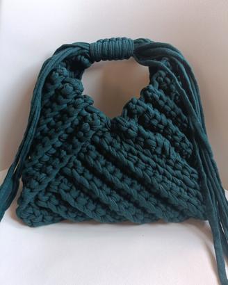 borsa fettuccia cotone uncinetto triangle bag