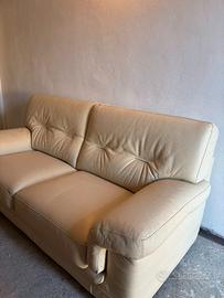 Divano 2/3 posti in ecopelle bianco panna