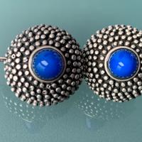 Orecchini argento 925 pendenti pietra blu - tondi