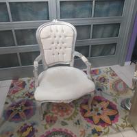 poltrona salotto stile Luigi bianca e argento