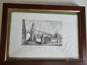 Stampa Antica "Palermo, Cattedrale" Incorniciata