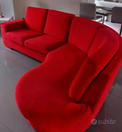 divano angolare  rosso corallo 